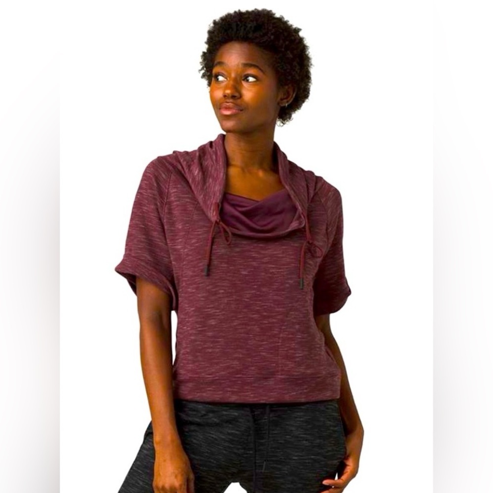 Prana Sunrise Crop Pullover – Raisin Heathered Burgundy – Size Medium – NWT